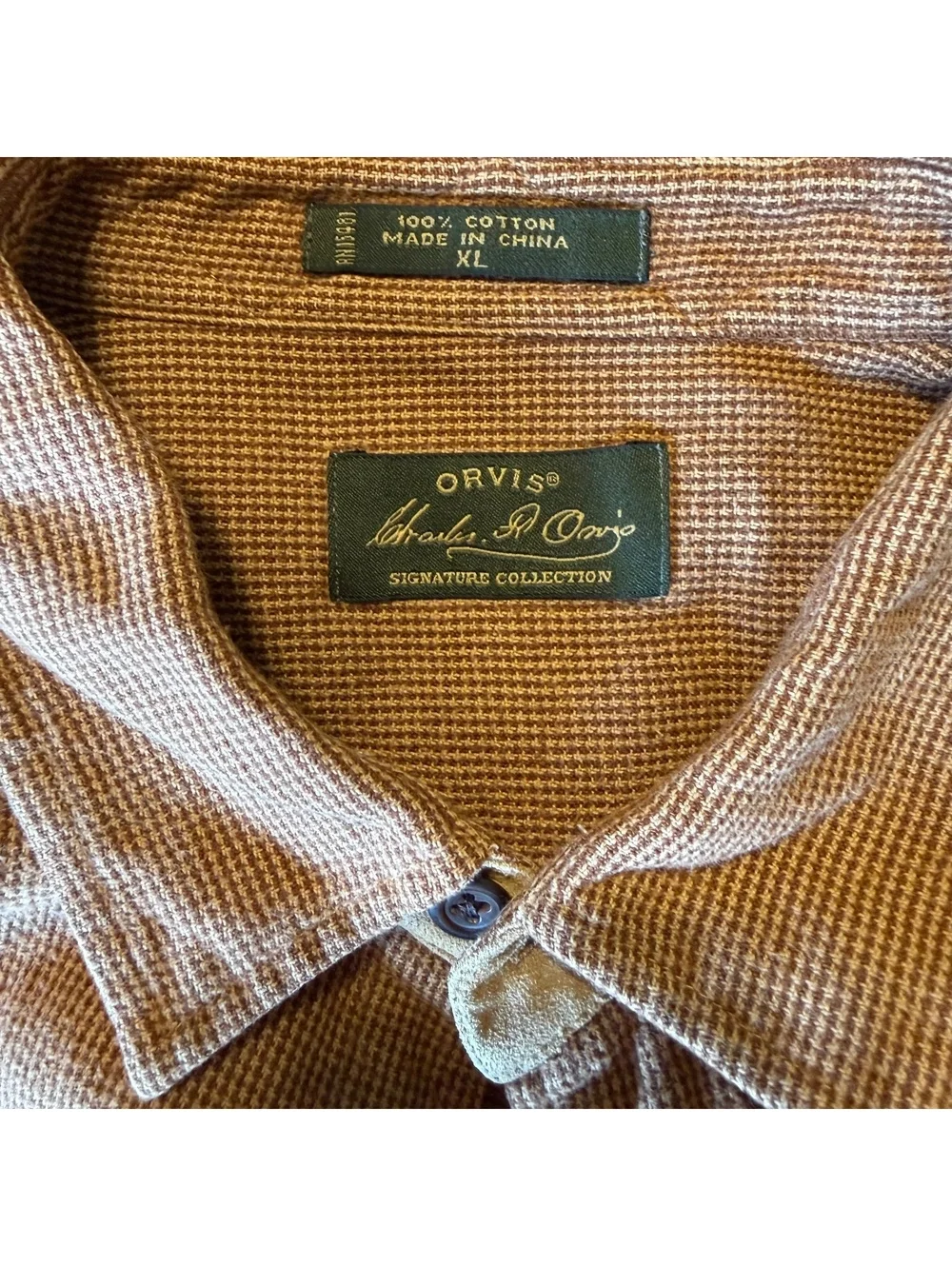 Vintage Y2K Orvis Charles F Orvis XL Field Shirt Suede Elbow Patch Cotton Brown